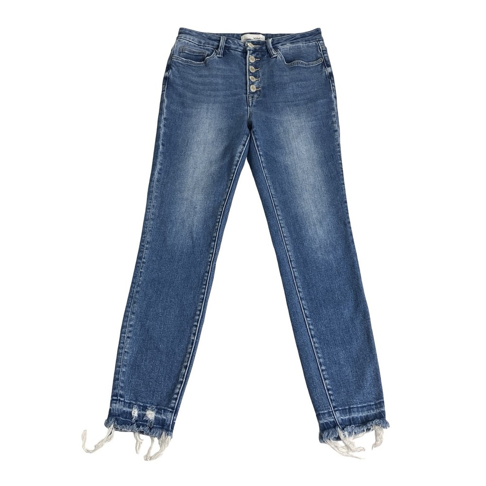 Vervet Flying Monkey Jeans 28 High Rise Exposed Button Ankle Distressed Skinny